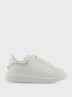 White Studded Leather Low-Top Sneakers Promo deal Mens Sneakers