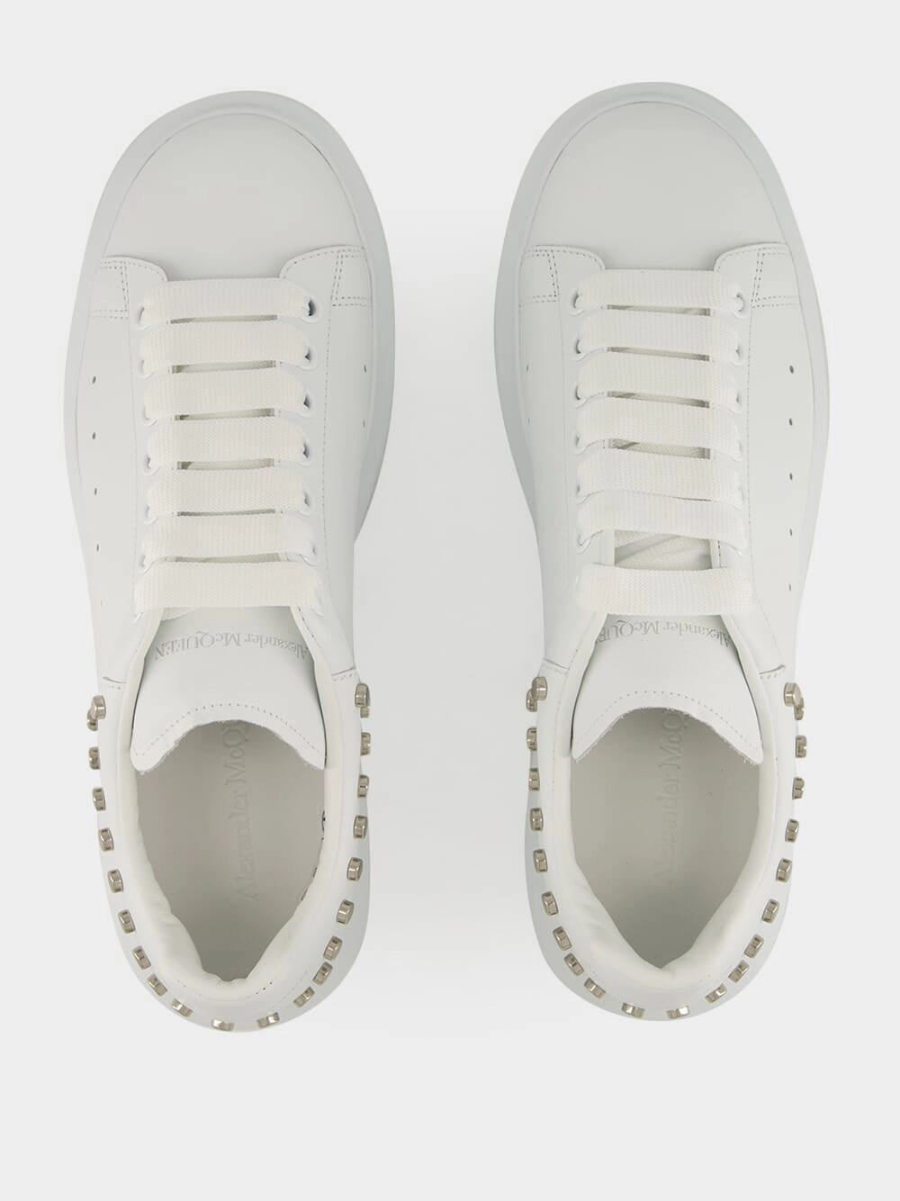 White Studded Leather Low-Top Sneakers