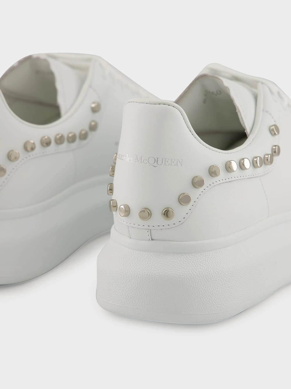 White Studded Leather Low-Top Sneakers