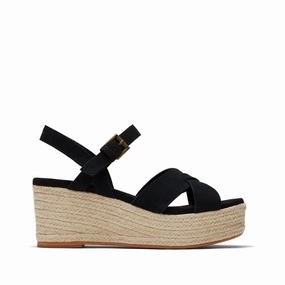 Willow Platform Sandal Black Suede Womens Flat Sandals clearance