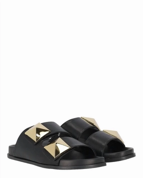 Woman's P23Us Slippers In Black / Gold Womens Slippers at low price