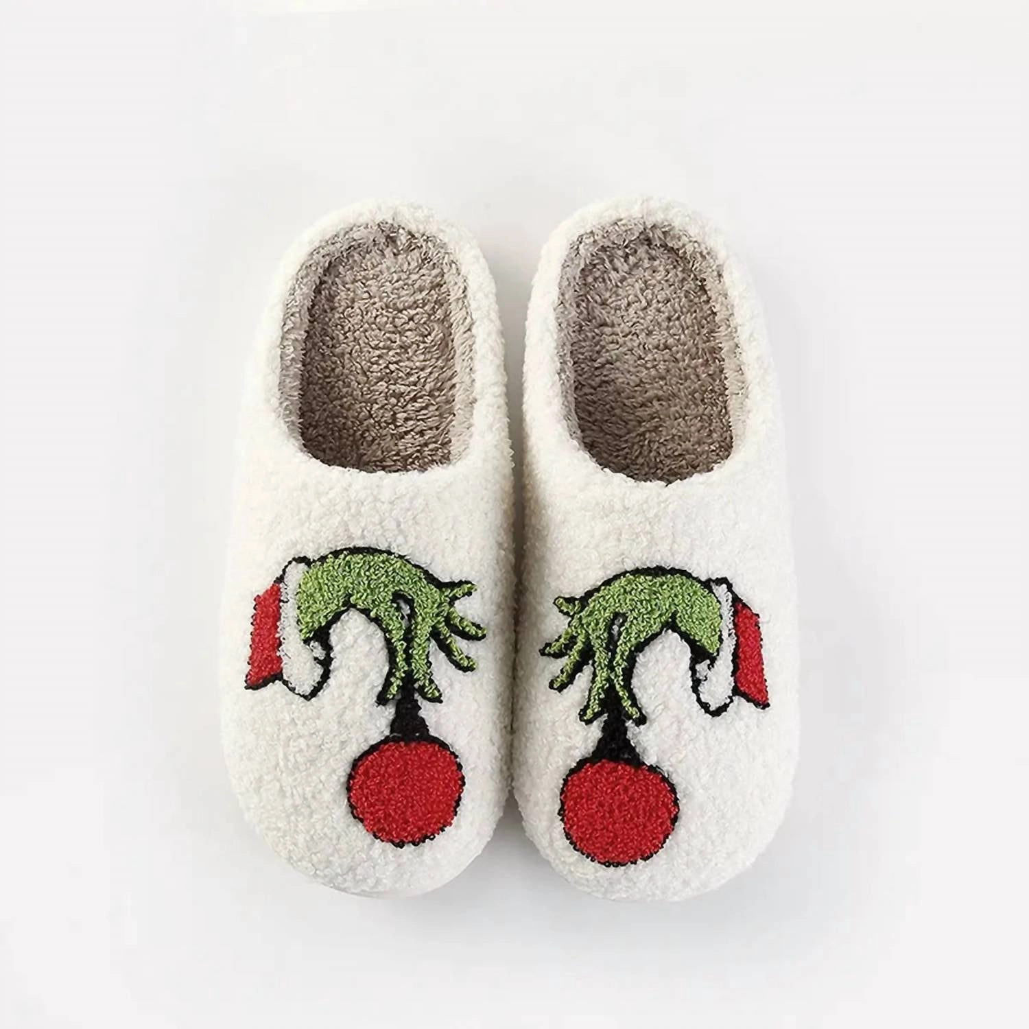 Women Grinchmas Is Here Fuzzy Slippers In Grinch Hand