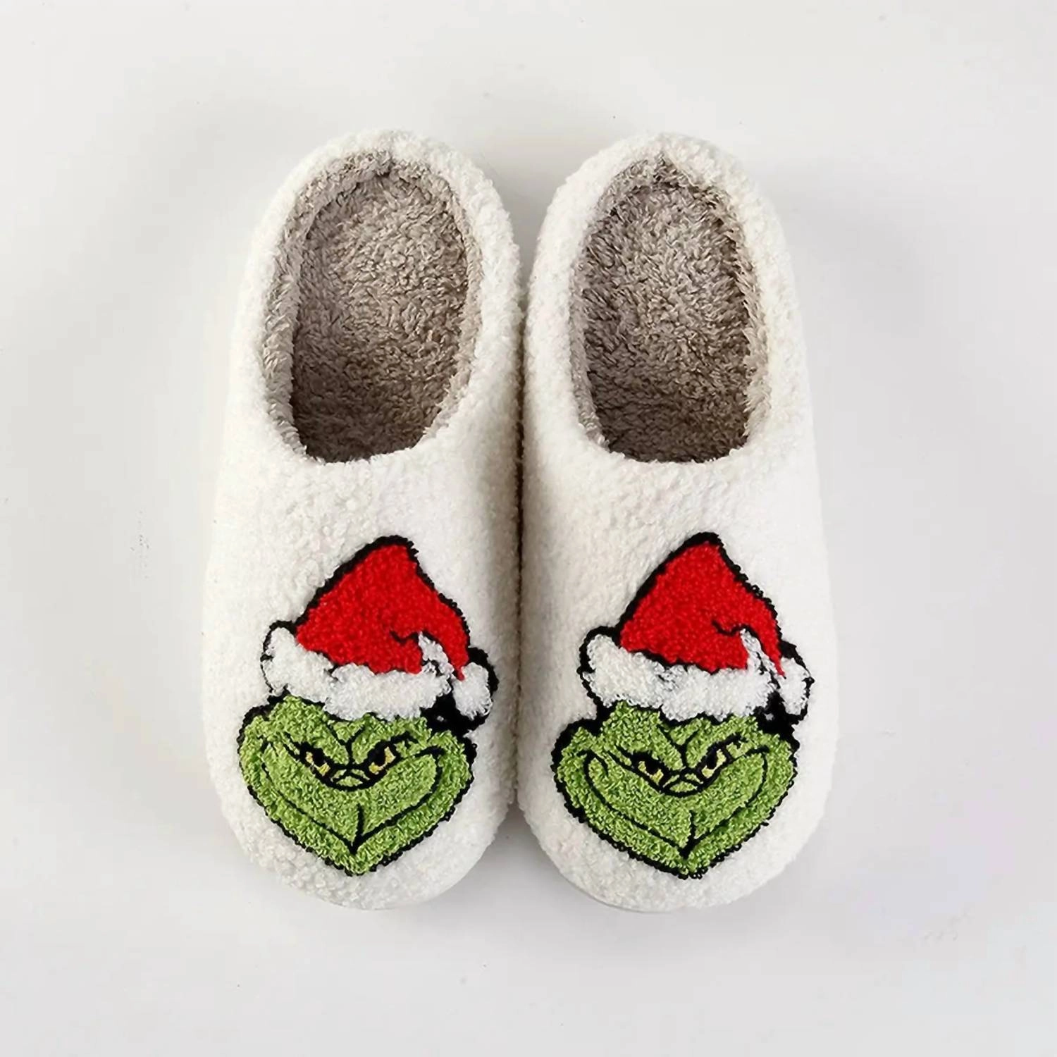 Women Jazzercize Grinch Fuzzy Slippers