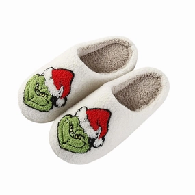 Women Jazzercize Grinch Fuzzy Slippers Womens Slippers at low price