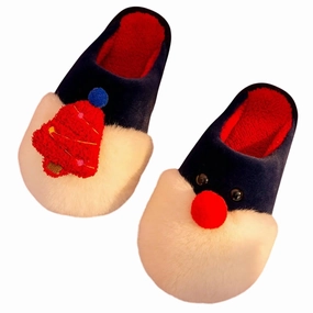 Women Rocking Around The Christmas Tree Fuzzy Slippers In Blue Womens Slippers at low price