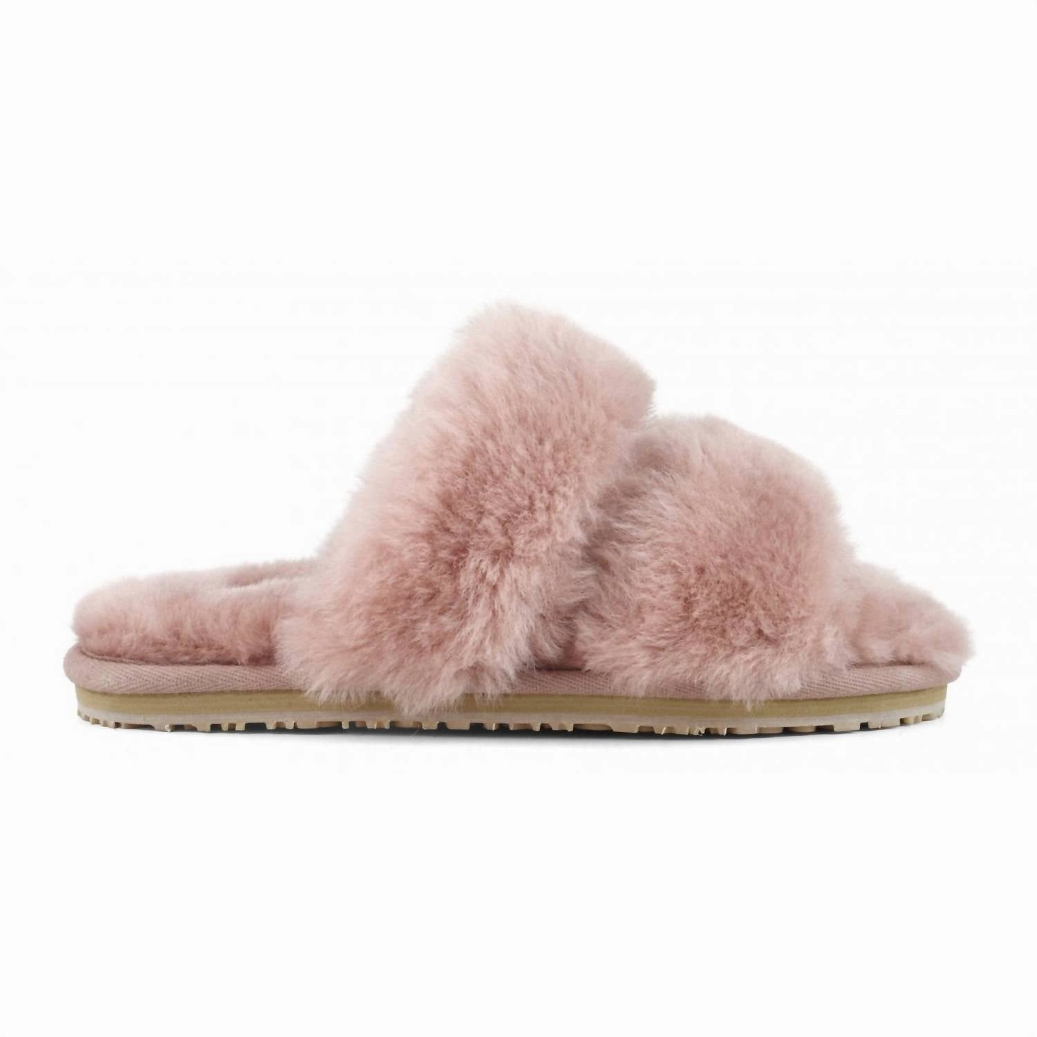 Women's 2 Stripes Sheepskin Fur Slipper In Antic Rose