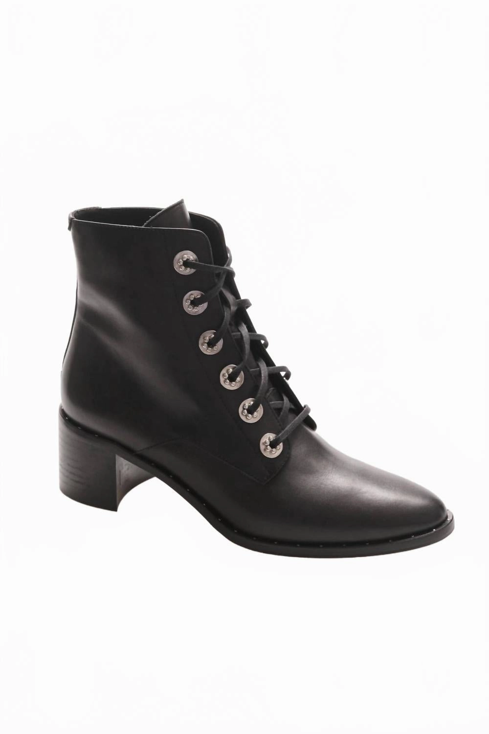 Women's Ace Lace Up Combat Boot In Black