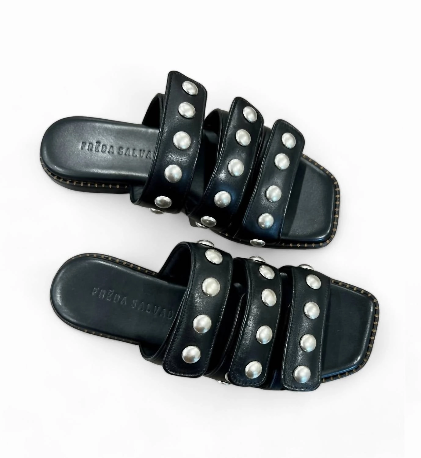 Women's Alita Sandal In Black Calf With Studs