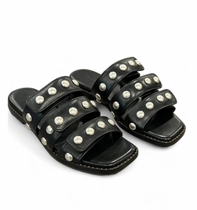 Women's Alita Sandal In Black Calf With Studs Trendy Sandals for Women