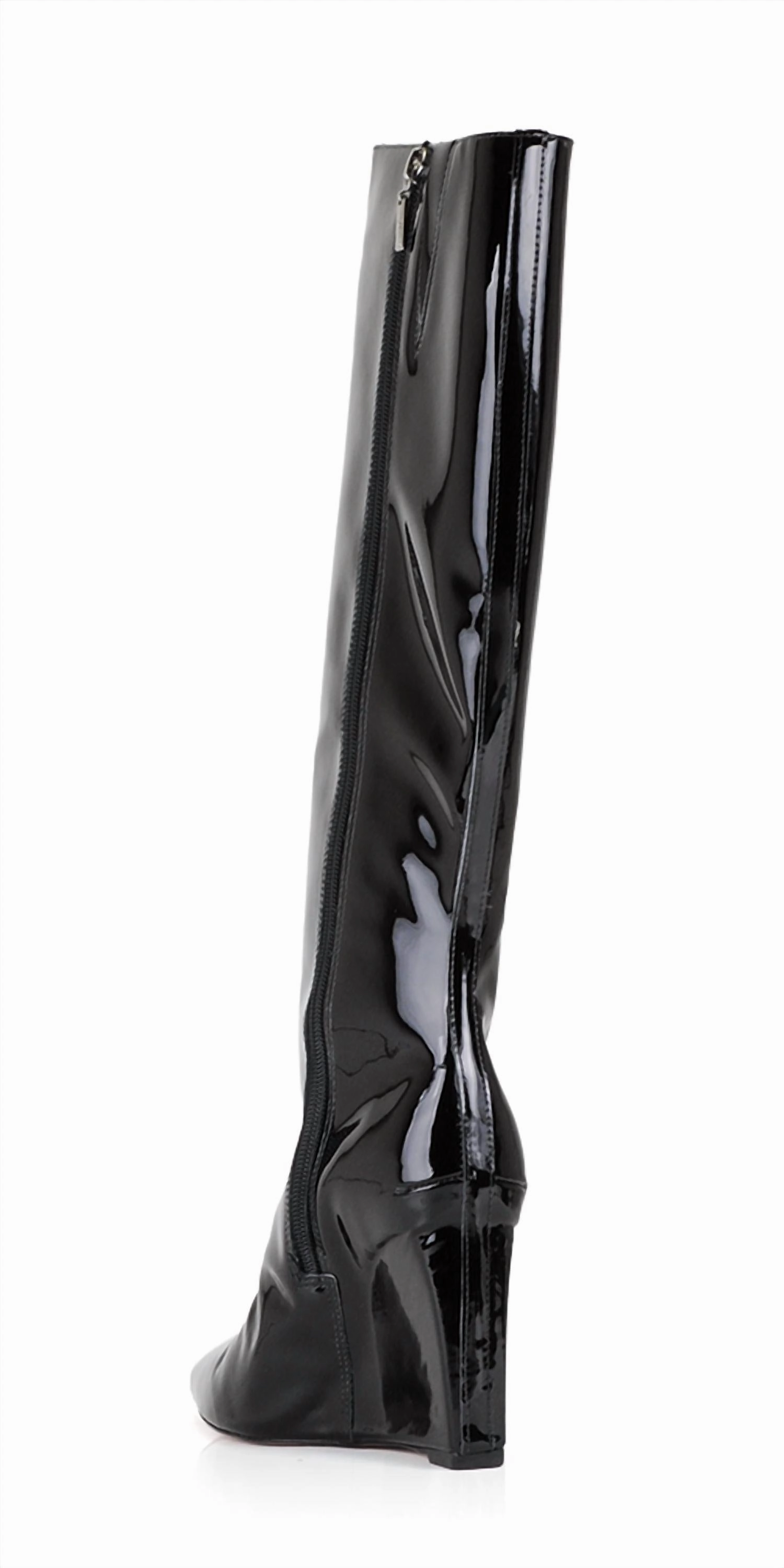 Women's Asya Up Patent Leather Boots In Black