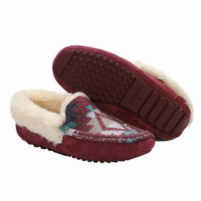 Women's Aussie Moc Slippers In Burgundy Womens Slippers at low price