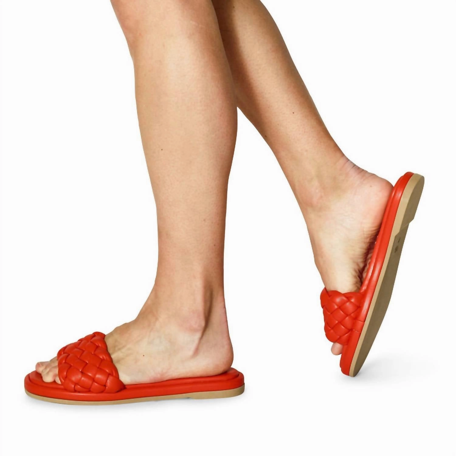 Women's Bellissima Vegan Leather Slide In Deep Orange Womens Slippers at low price