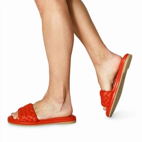 Women's Bellissima Vegan Leather Slide In Deep Orange Womens Slippers at low price