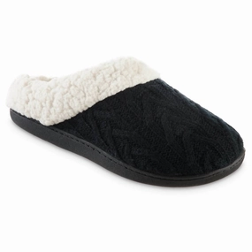 Women's Cable Knit Alexis Hoodback Slippers In Black Cozy Womens Slippers discount