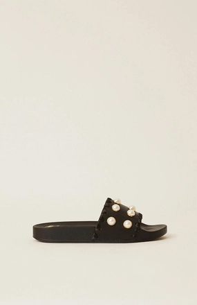 Women's Cali Pool Slide In Black Womens Slippers at low price