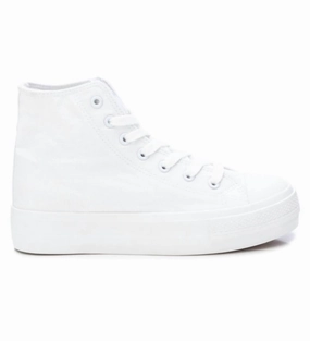 Women's Canvas High-Top Sneakers In White Stylish Womens Sneakers clearance