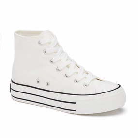Women's Canvas Sneaker Boots With Platform In White Stylish Womens Sneakers clearance