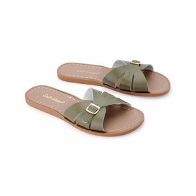 Women's Classic Slides Sandal In Olive Womens Flat Sandals clearance
