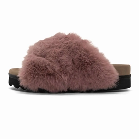 Women's Cloud Slippers In Rose Faux Fur Womens Slippers at low price
