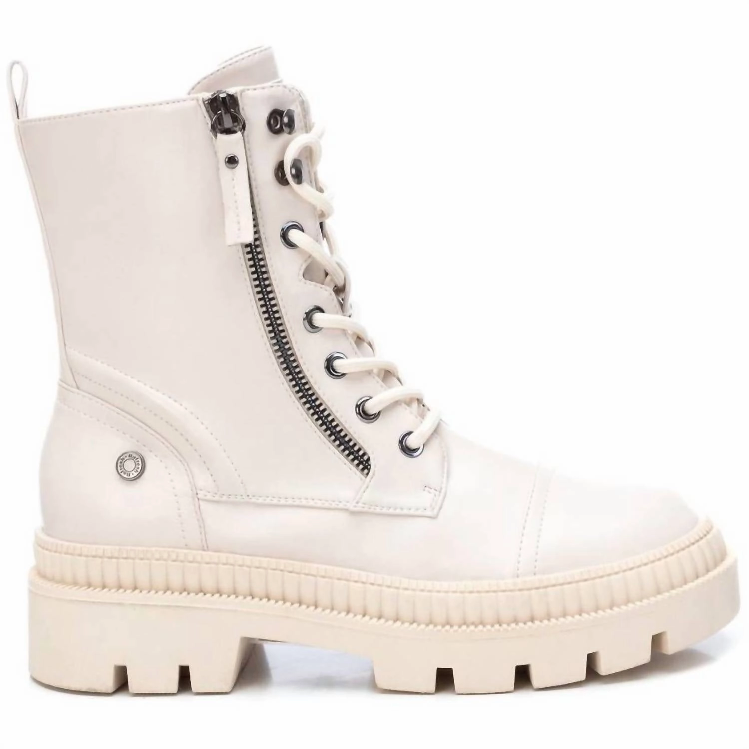 Women's Combat Boots In Open White