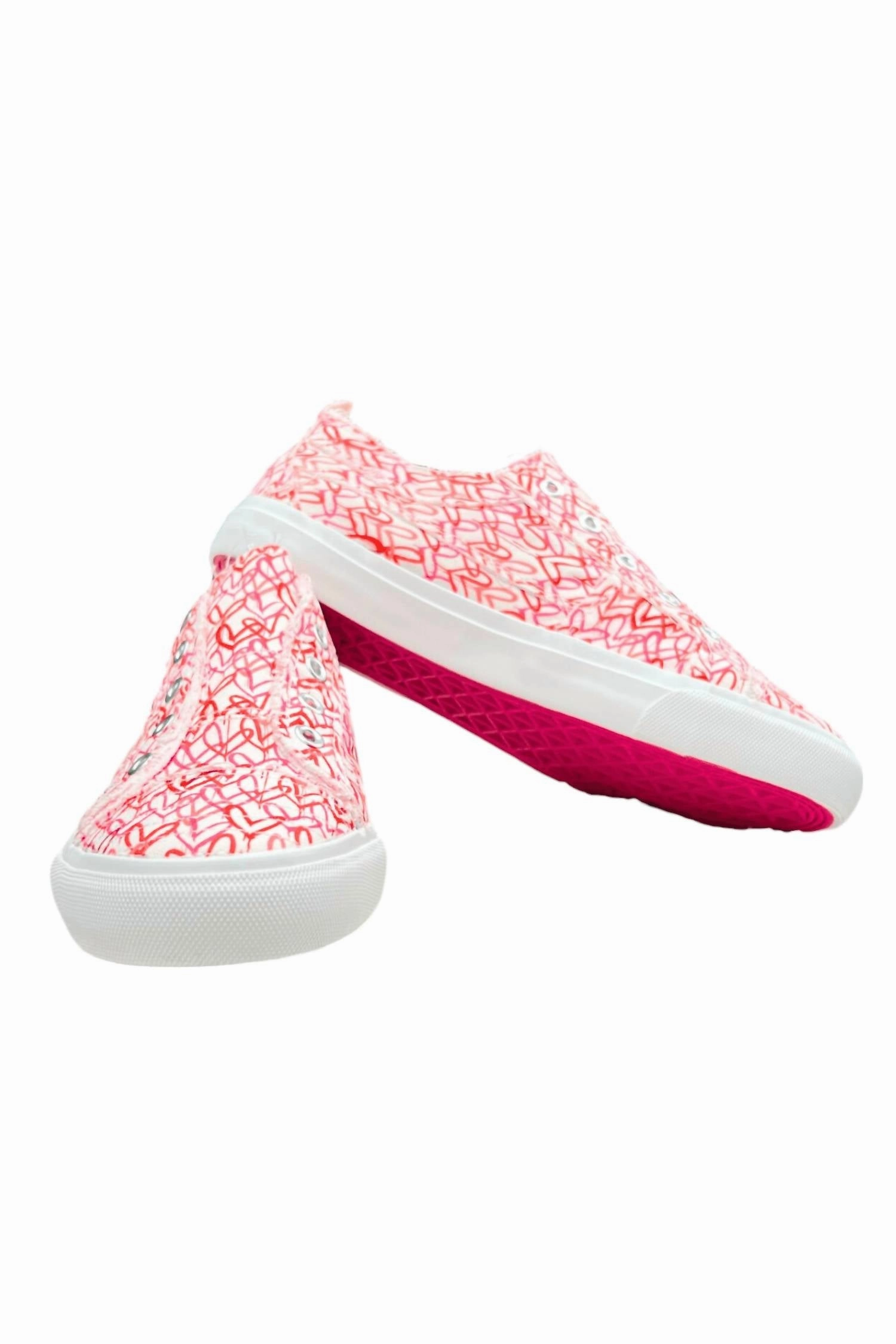 Women's Cross My Heart Slip-On Canvas Shoes In Pink/red/white