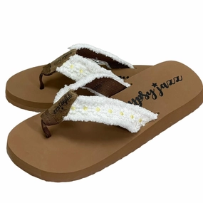 Women's Daisies Flip-Flop In White/black Womens Slippers at low price