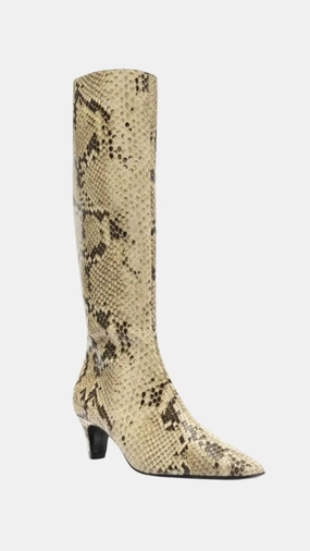 Women's Dellia Snake-Embossed Kitten Heel Boots In Natural Top-rated Womens Boots outlet