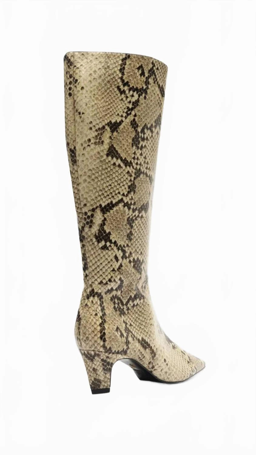 Women's Dellia Snake-Embossed Kitten Heel Boots In Natural