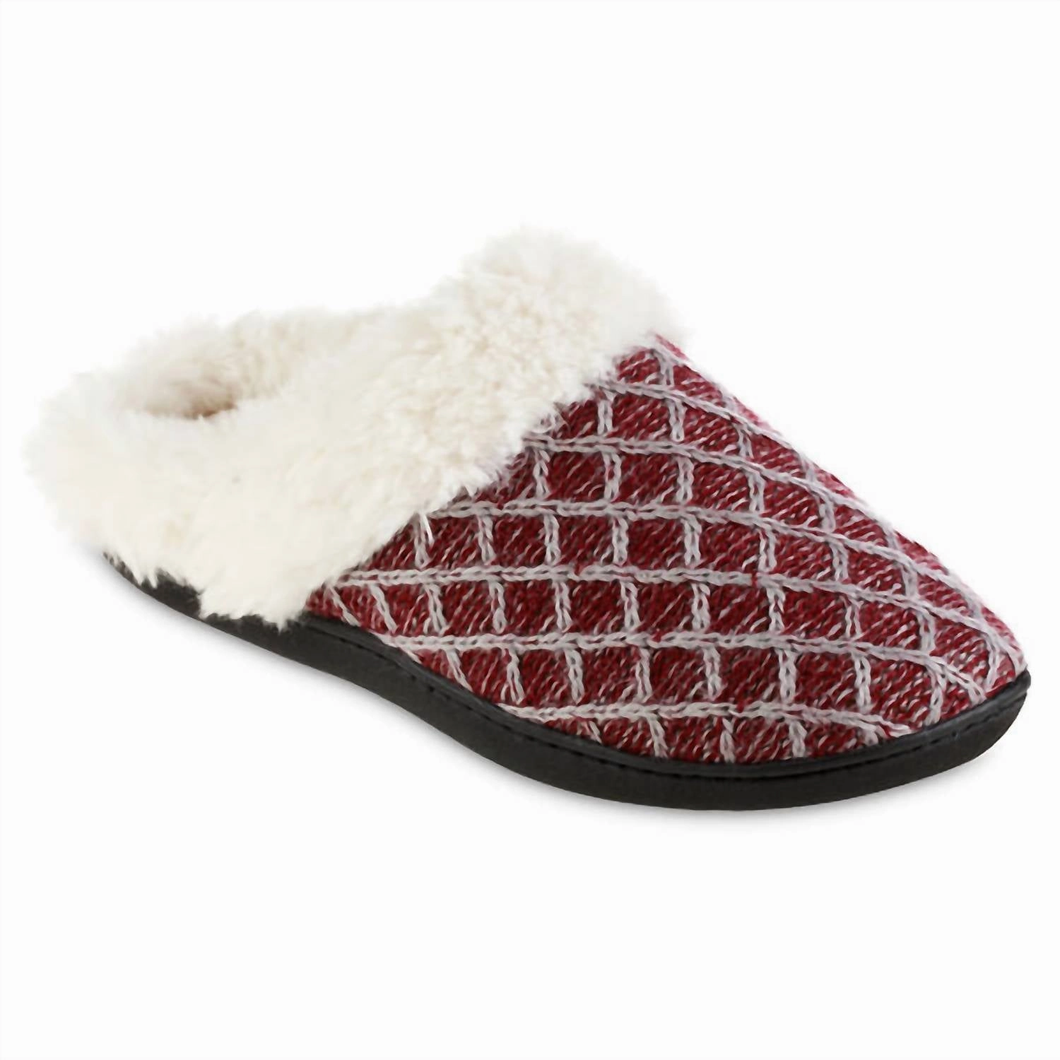 Women's Diamond Sweater Knit Hoodback Slipper In Garnet Womens Slippers at low price