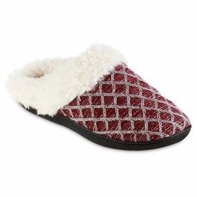 Women's Diamond Sweater Knit Hoodback Slipper In Garnet Womens Slippers at low price