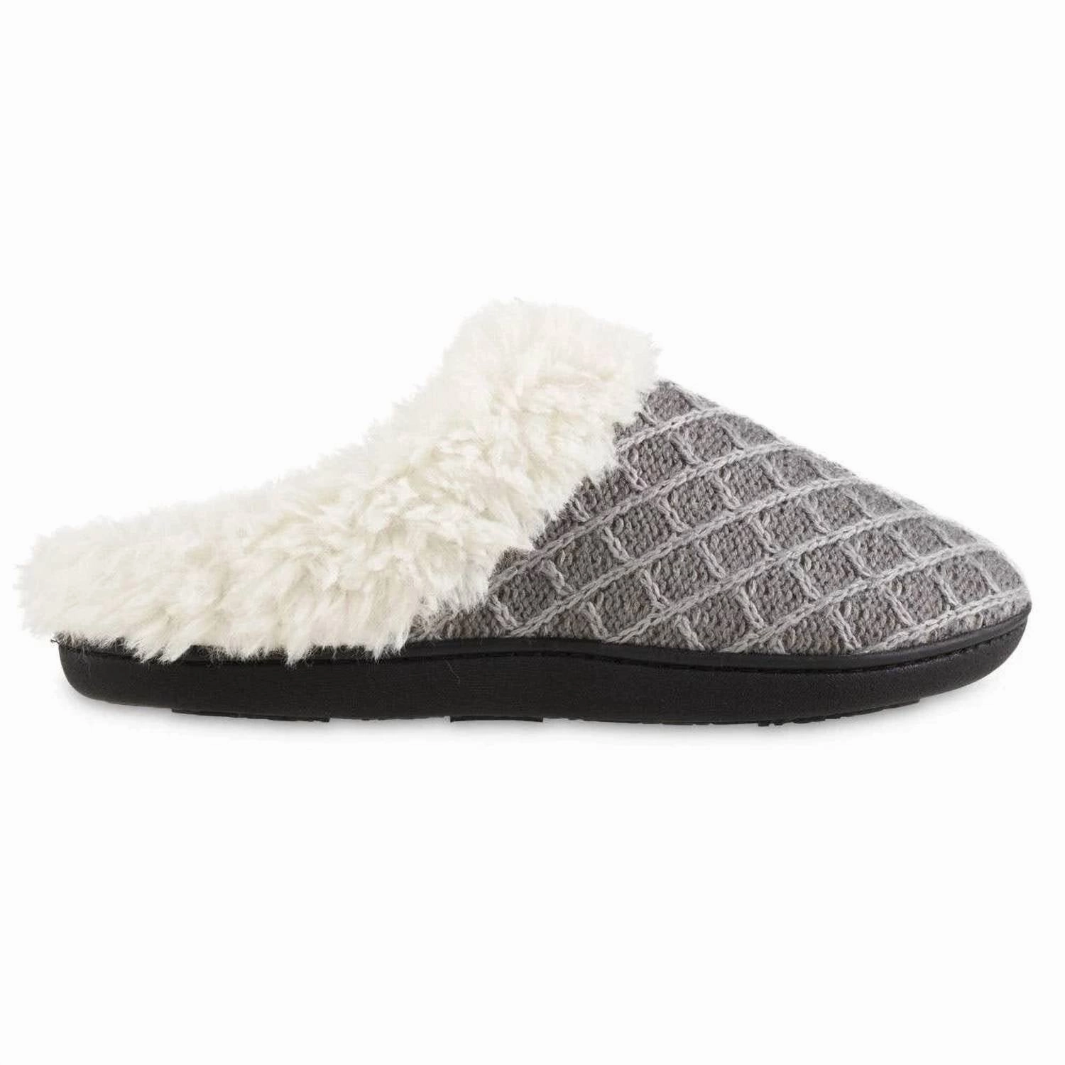 Women's Diamond Sweater Knit Hoodback Slipper In Light Gray