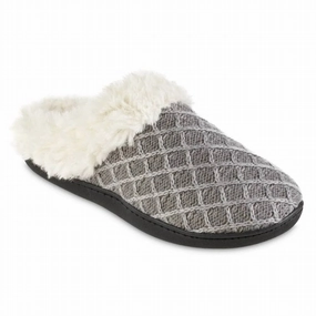 Women's Diamond Sweater Knit Hoodback Slipper In Light Gray Womens Slippers at low price