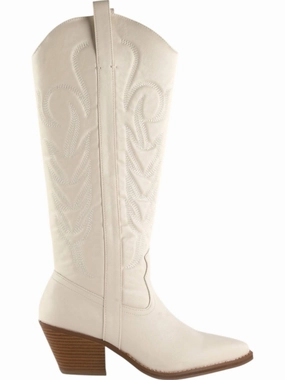 Women's Dixie Western Boots In White Comfortable Womens Boots low price