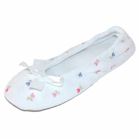 Women's Embroidered Terry Ballerina Slippers Cozy Womens Slippers discount