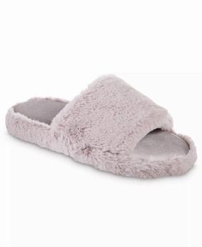 Women's Faux Fur And Satin Tabby Slipper In Thistle Womens Slippers at low price