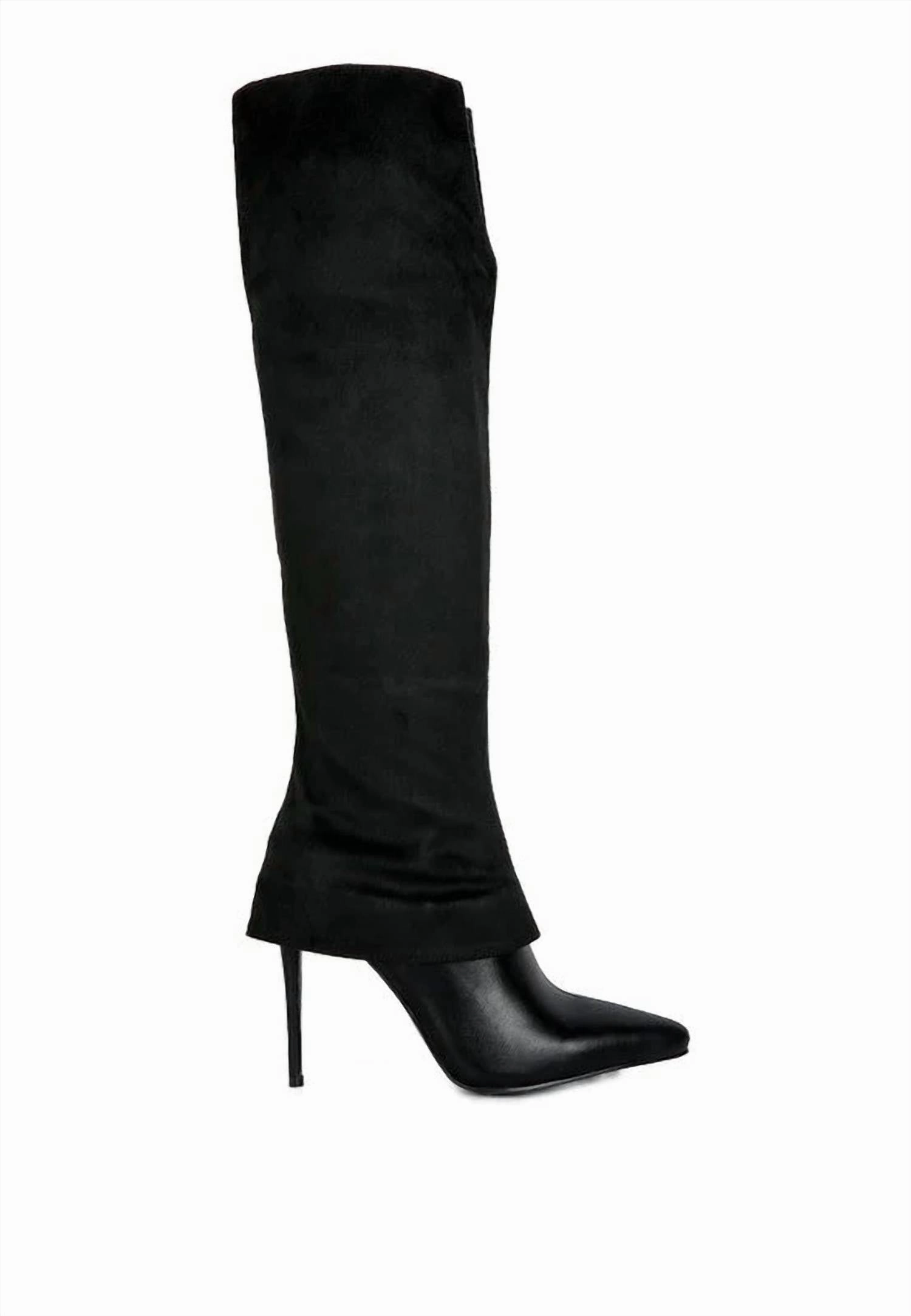 Women's Fifido High Heeled Fold Over Knee Boots In Black