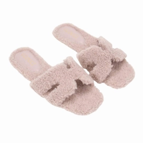 Women's Fur H-Shaped Slide In Mauve Womens Slippers at low price