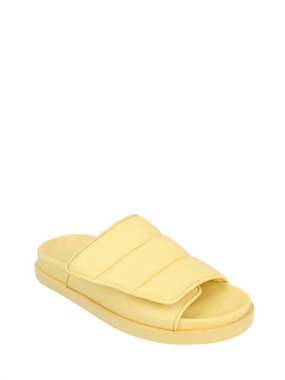 Women's Gia 3 Padded Leather Slides In Butter Womens Slippers at low price