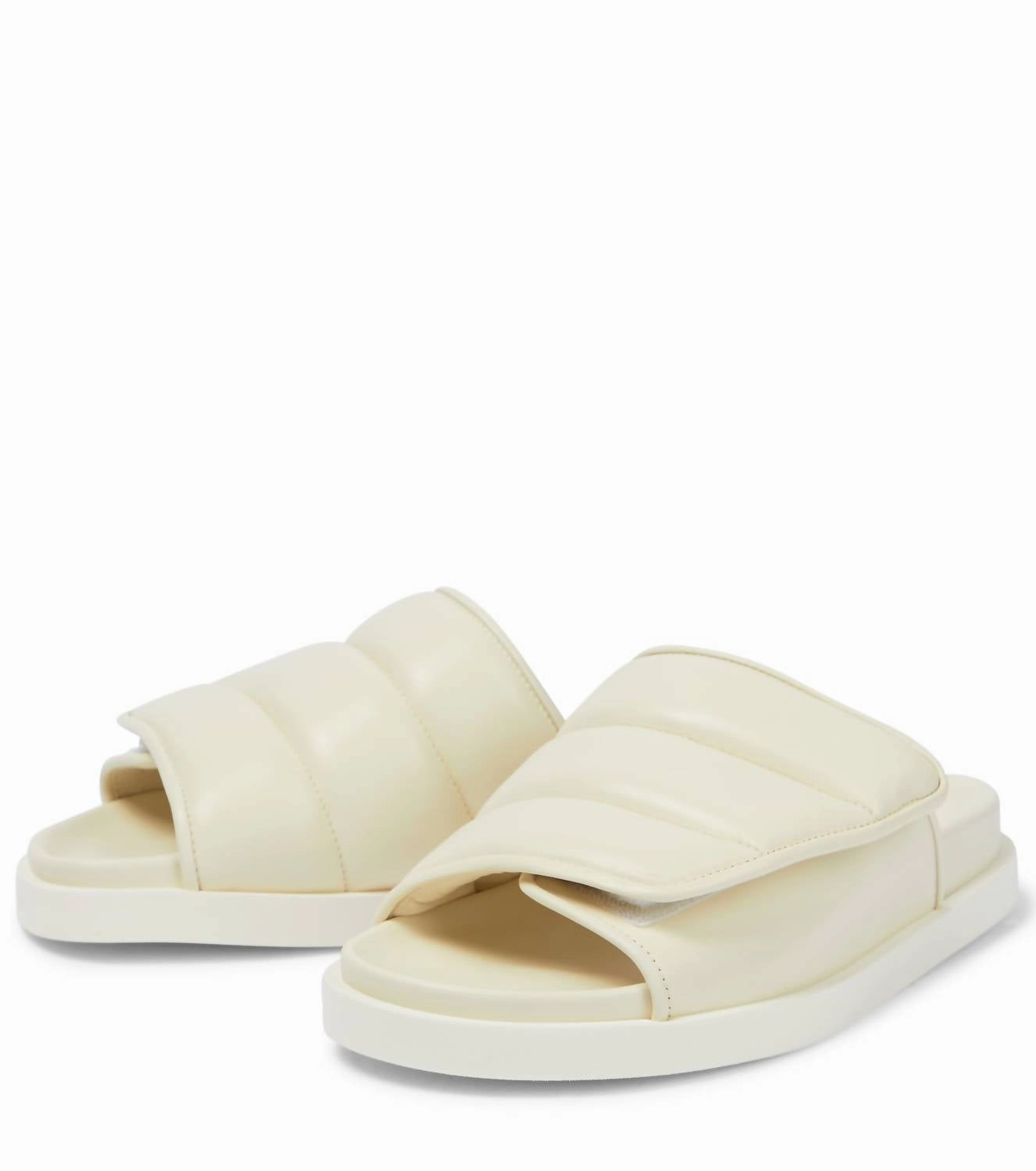 Women's Gia 3 Padded Leather Slides In Ivory
