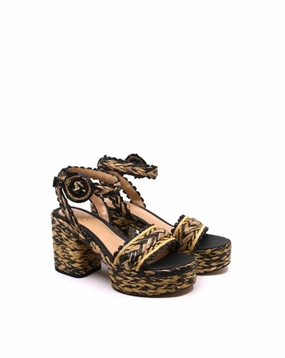 Women's Iliana Ankle Wrap Sandals In Black/ Natural Sale on Womens Open Sandals