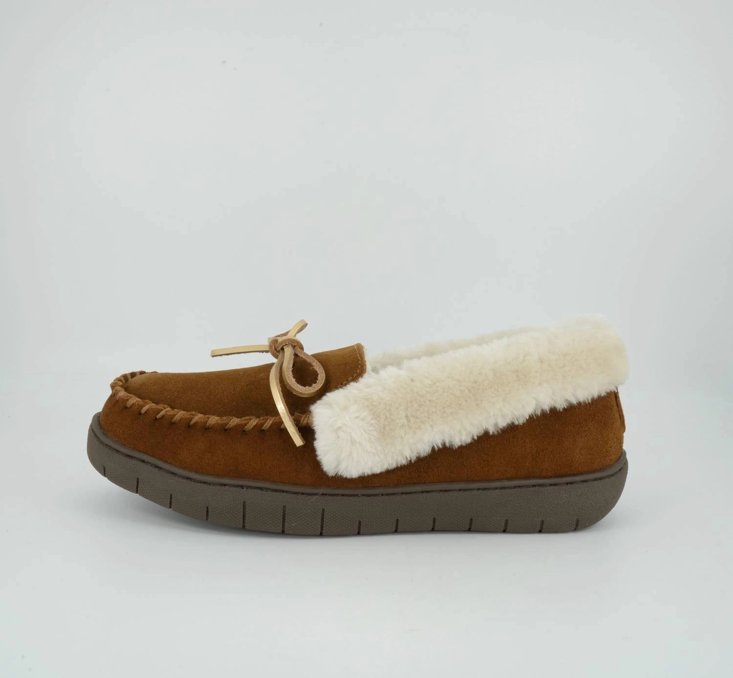 Women's Ivy Suede Moccasin Slipper In Brown Womens Slippers at low price