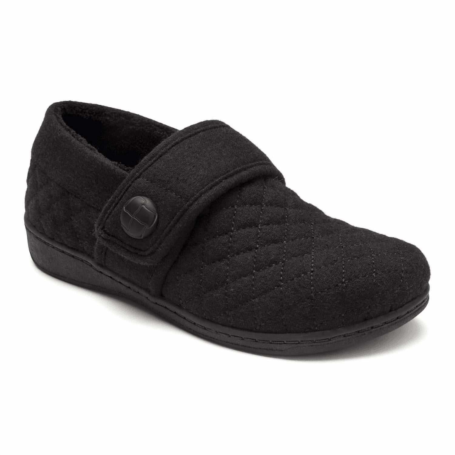 Women's Jackie Flannel Slipper - Medium Width In Black Cozy Womens Slippers discount