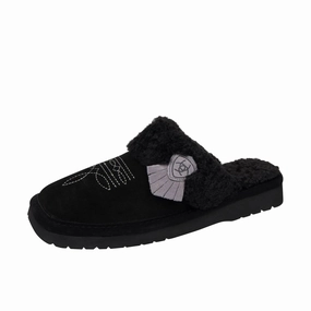 Women's Jackie Square Toe Slipper In Black Womens Slippers at low price