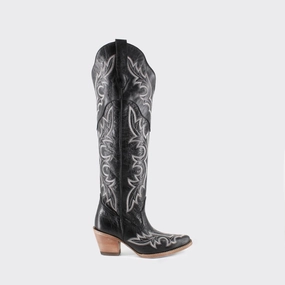 Women's Julia Leather Cowgirl Boots In Black Womens Boots sale online