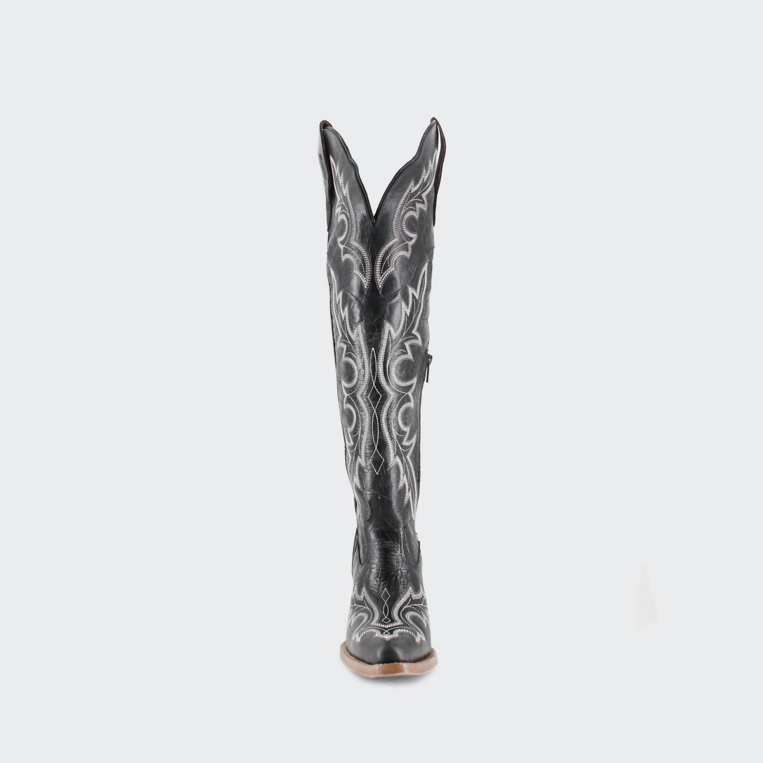 Women's Julia Leather Cowgirl Boots In Black