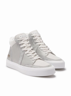 Women's Leather Mid Top Sneaker In Light Grey Womens Sneakers at discount price