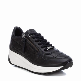 Women's Leather Sneakers In Black Stylish Womens Sneakers clearance