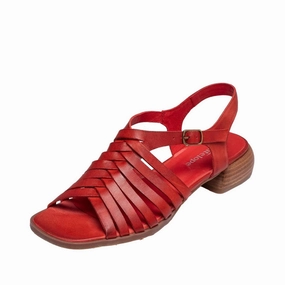 Women's Leni Sandal In Red Leather Womens Flat Sandals clearance