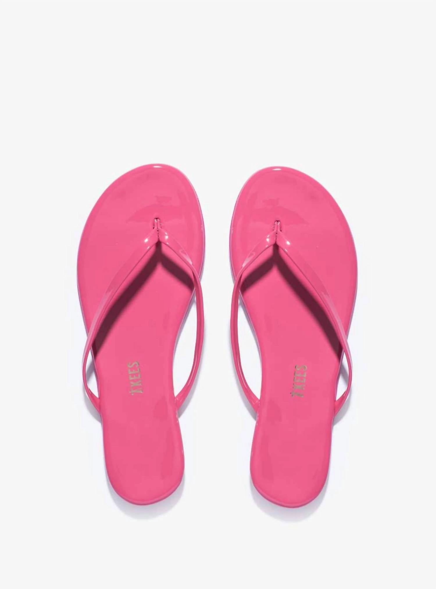 Women's Lily Patent Flip-Flop Sandals In Hot Pink Womens Slippers at low price