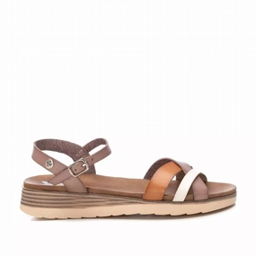 Women's Low Wedge Strappy Sandals In Bronze Trendy Sandals for Women